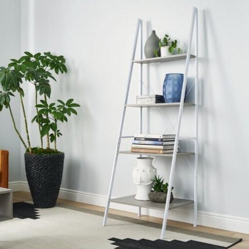 Ladder Curvy Bookcase Shelve Organizer Storage Rack Decor - waseeh.com