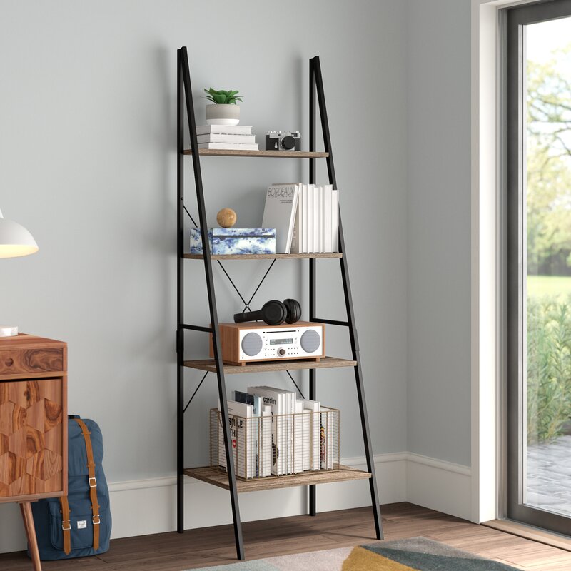 Ladder Curvy Bookcase Shelve Organizer Storage Rack Decor - waseeh.com