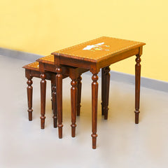 Royal Art Nakshi Living Lounge Nesting Tables (Set of 3) - waseeh.com