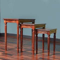 Sunset Art Living Lounge Drawing Room Nakshi Tables (Set of 3) - waseeh.com