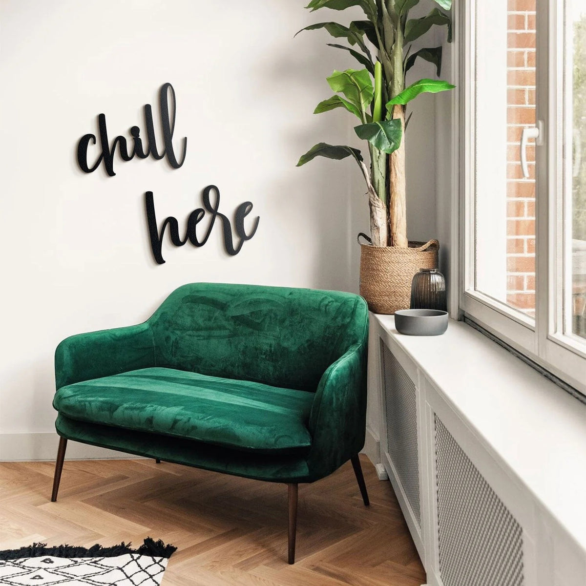 Chill Here Home Wall Hanging Living Lounge Bedroom Caption Decor - waseeh.com