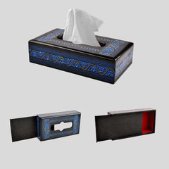 Wooden Tissue Box - Nakshi (Blue) - waseeh.com